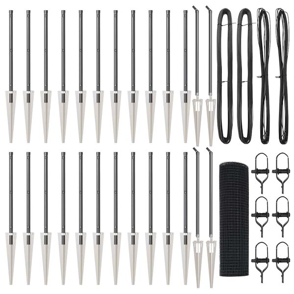 vidaXL Słupek ogrodzeniowy. Szary 50 x 0,6 m (siatka 25 x 25 mm)