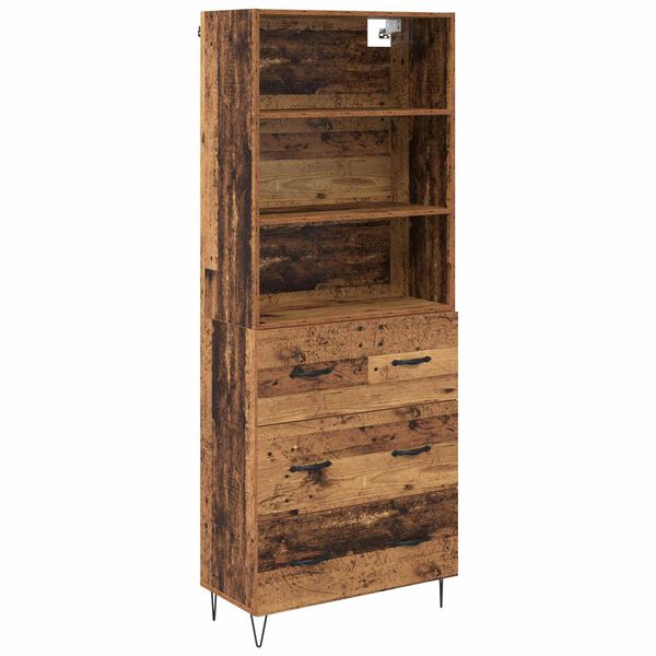 vidaXL Highboard z szufladą 2 pcs Stare drewno Materiał drewnopochodny