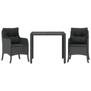 vidaXL 3-cz. zestaw mebli ogrodowych z poduszkami, czarny, rattan PE