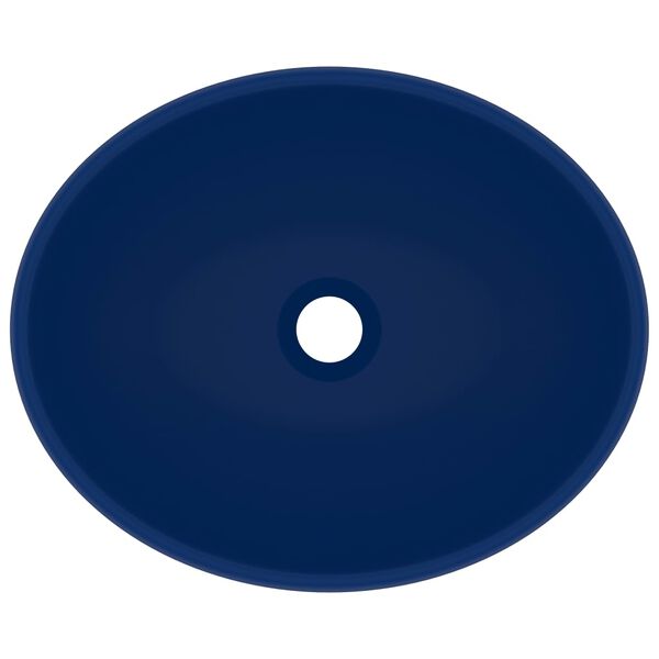 vidaXL Luksusowa, owalna umywalka, matowy granat, 40x33 cm, ceramiczna