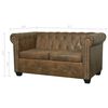 vidaXL Sofa Chesterfield 2-osobowa, brązowa, sztuczna sk&oacute;ra