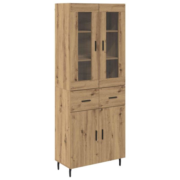 vidaXL Highboard 2 pcs Dąb rzemieślniczy Drewno inżynieryjne i szkło