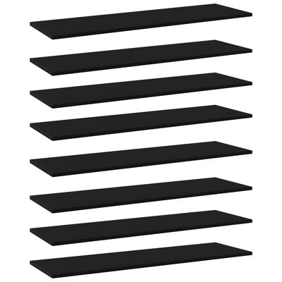vidaXL Półki na książki, 8 szt., czarne, 100x30x1,5 cm, płyta wiórowa