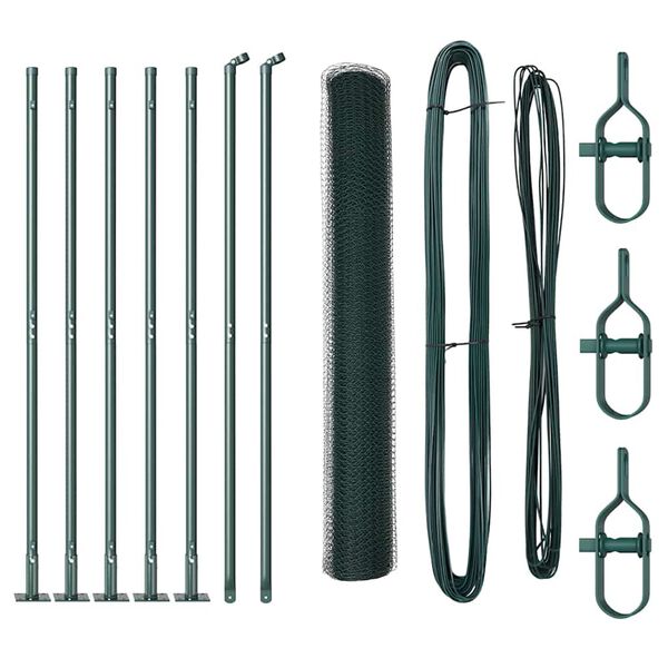 vidaXL Słupek ogrodzeniowy. Zielony 10 x 1 m (siatka 13 mm) Stal i PVC
