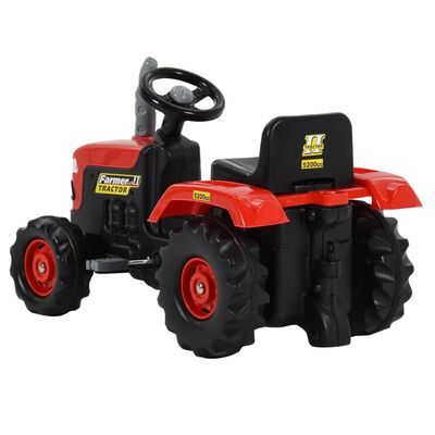 vidaXL Traktor dziecięcy z pedałami, czerwono-czarny