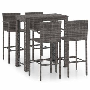 vidaXL 5-cz. zestaw mebli barowych z podłokietnikami, rattan PE, szary