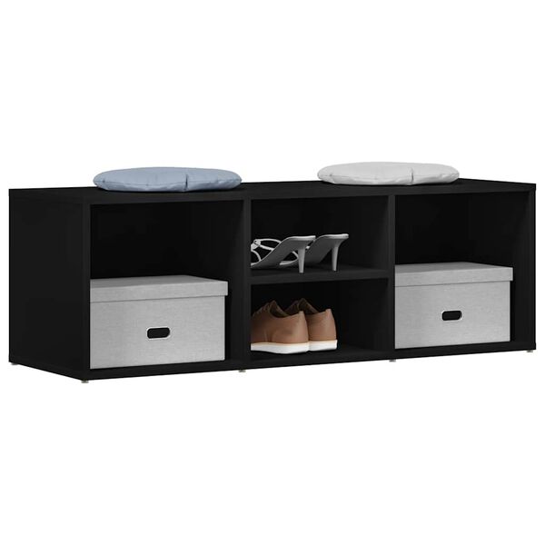 vidaXL Ławka na buty, czarna, 105x35x35 cm, materiał drewnopochodny