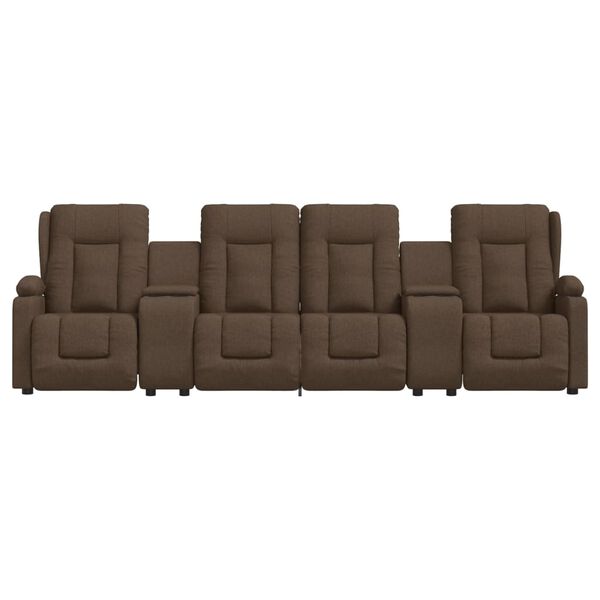 vidaXL Rozkładany fotel masujący z uchwytem, 4-os., brązowy, tkanina