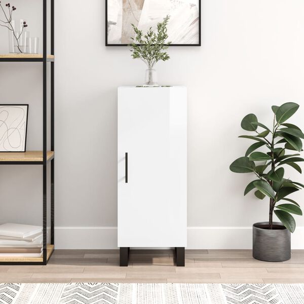 vidaXL Szafka, biała, połysk, 34,5x34x90 cm, materiał drewnopochodny