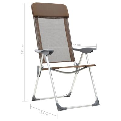 vidaXL Składane krzesła turystyczne, 4 szt., brązowe, aluminiowe