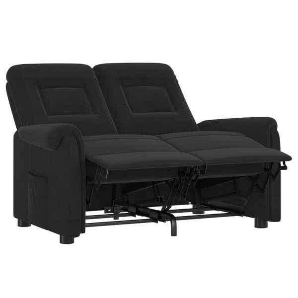 vidaXL Rozkładany fotel masujący, 2-os., czarny, obity mikrofibrą