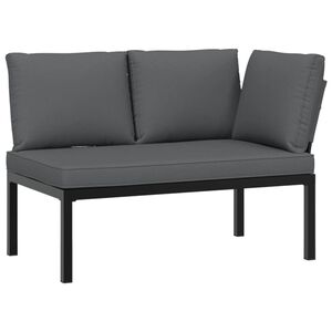 vidaXL Ławka ogrodowa z poduszkami, czarna, aluminium