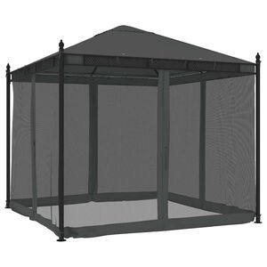 vidaXL Altanka ze ścianami z siatki, antracytowa, 2,93x2,93 m, stal