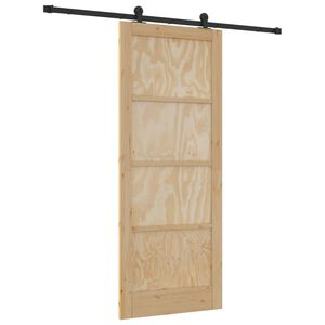 vidaXL Drzwi przesuwne Naturalny i czarny 86 x 211 cm