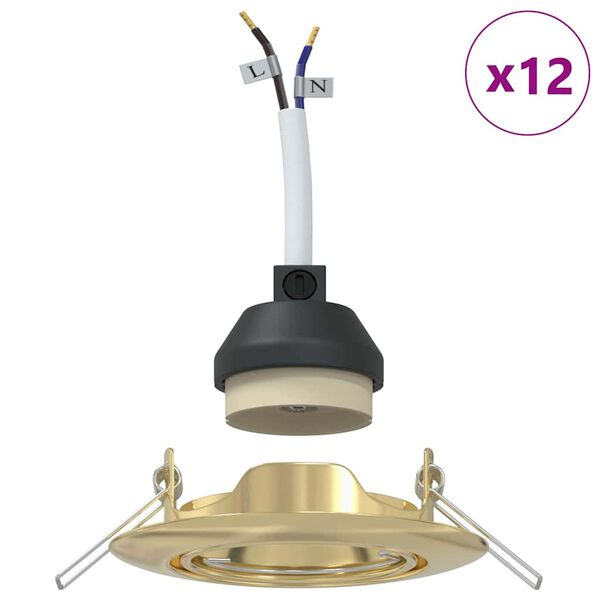 vidaXL Reflektor 12 pcs złoty 9 x 9 x 2.5 cm Metal