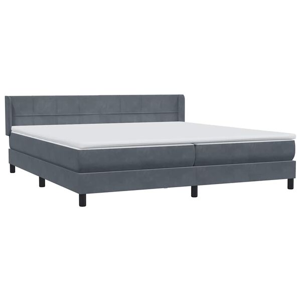 vidaXL Ł&oacute;żko typu Box Spring z materacem Ciemnoszary 200x220cm Aksamit