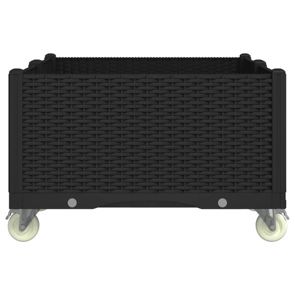 vidaXL Donica ogrodowa na k&oacute;łkach, czarna, 100x80x54 cm, PP