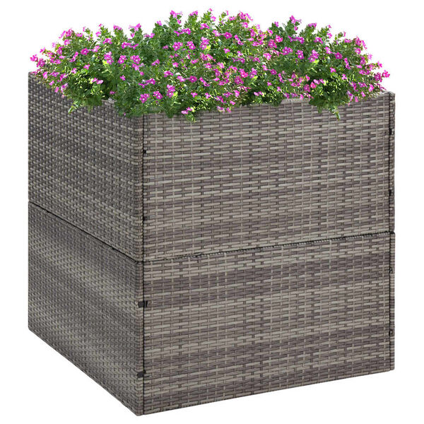 vidaXL Donica ogrodowa, szara, 80x80x80 cm, rattan PE
