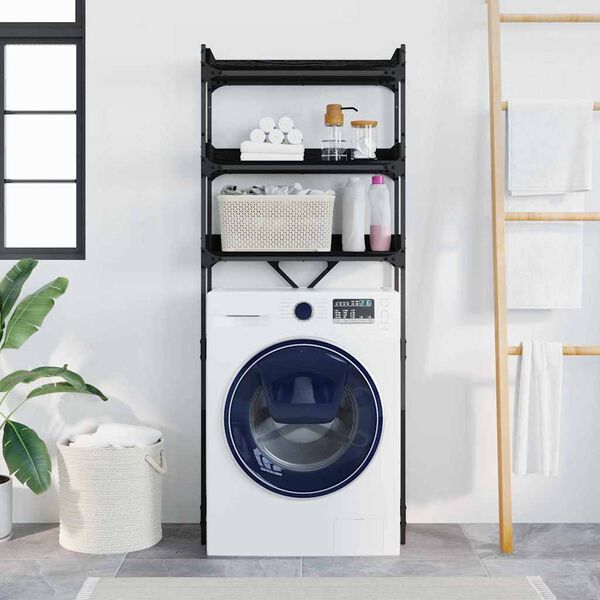 vidaXL P&oacute;łka na pralkę z p&oacute;łką Czarny Dąb 67 x 25 x 163 cm