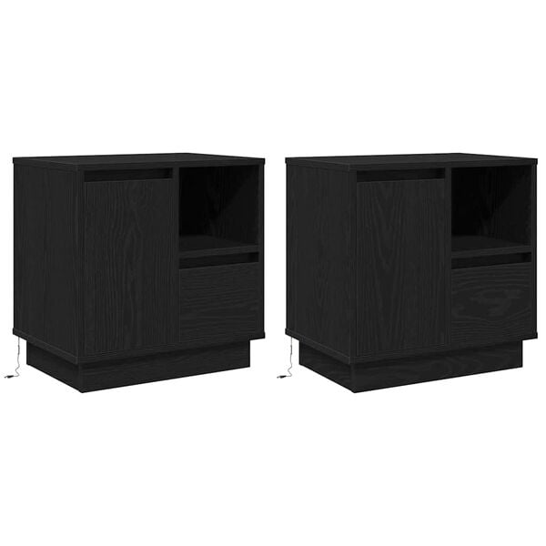 vidaXL Szafka Nocna z szufladą 2 pcs Czarny Dąb 50 x 34,5 x 50 cm