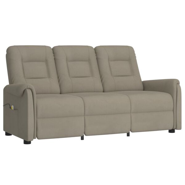 vidaXL Rozkładany fotel masujący, 3-os., jasnoszary, obity mikrofibrą