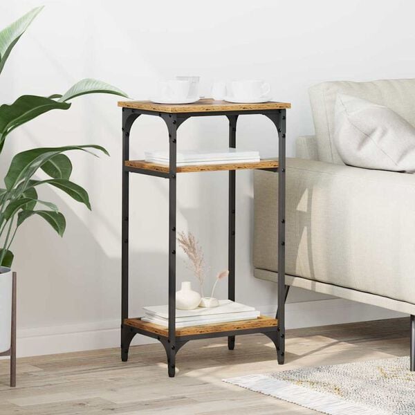 vidaXL Stolik boczny z p&oacute;łką Stare drewno 40 x 30 x 75 cm