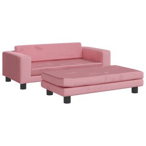 vidaXL Sofa dziecięca z podn&oacute;żkiem, r&oacute;żowa, 100x50x30 cm, aksamit