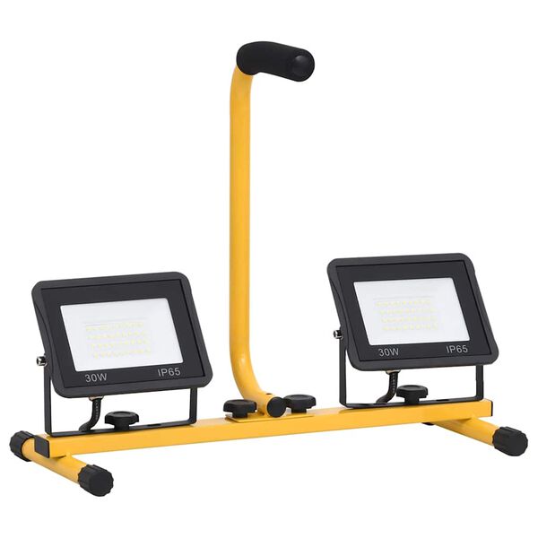 vidaXL Reflektor LED z uchwytem, 2x30 W, zimne białe światło