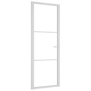 vidaXL Drzwi wewnętrzne, 76x201,5 cm, białe, szkło ESG i aluminium