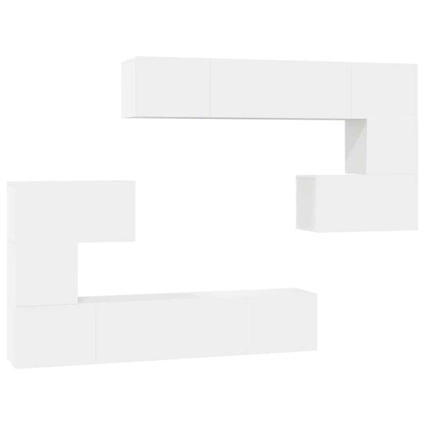 vidaXL 8-cz. zestaw szafek TV, biały, materiał drewnopochodny