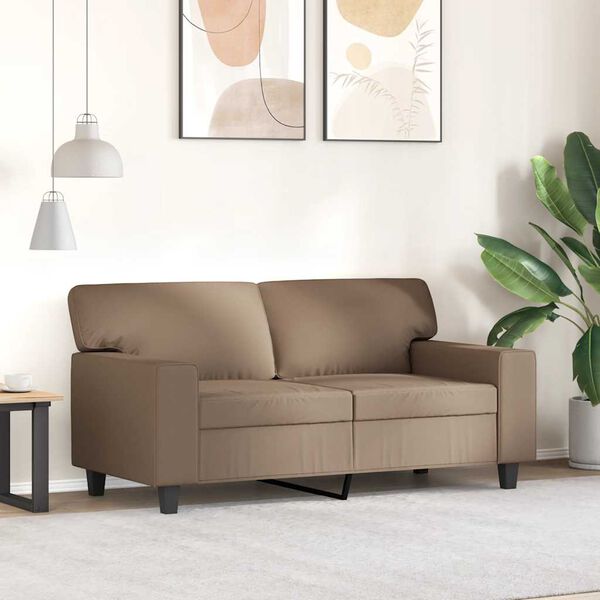 vidaXL 2-osobowa sofa, kolor cappuccino, 120 cm, sztuczna sk&oacute;ra