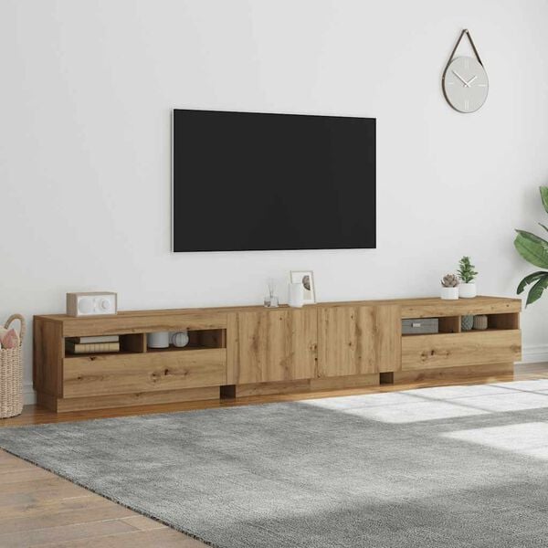 vidaXL Szafka pod TV z oświetleniem LED, dąb artisan, 260x35x40 cm