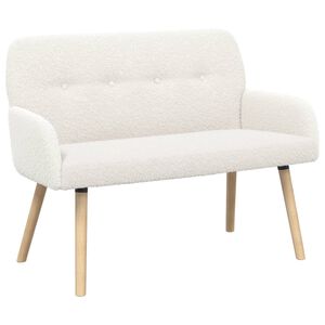 vidaXL Sofa dwuosobowa na nogach z litego drewna kremowy Boucl&eacute;