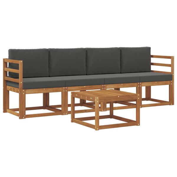 vidaXL Zestaw sof na zewnątrz z poduszką 5 pcs Naturalny i Antracytowy