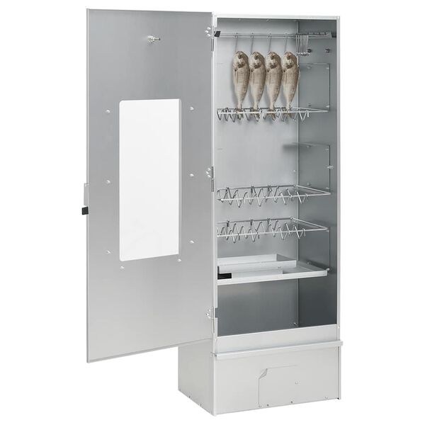 vidaXL Wędzarnia z wi&oacute;rami drewnianymi, 44,5x29x110 cm, stal