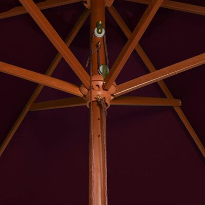 vidaXL Parasol ogrodowy na drewnianym słupku, czerwony, 200x300 cm