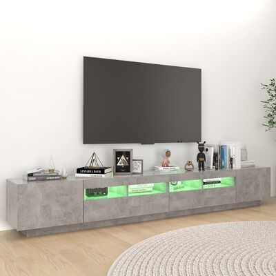 vidaXL Szafka pod TV z oświetleniem LED, szarość betonu, 260x35x40 cm