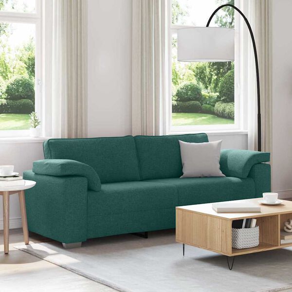 vidaXL Sofa Ciemna zieleń 219 x 77 x 82 cm tkanina