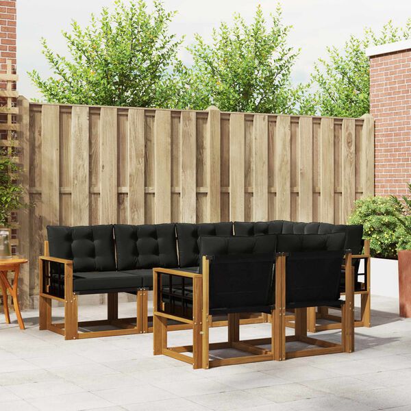 vidaXL Zestaw sof na zewnątrz z poduszką 7 pcs Naturalny i czarny