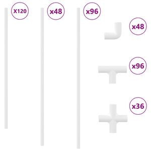 vidaXL Rura PVC 12 pcs Biały 12,2 x 1,8 x 500 mm Mterialpp i PE