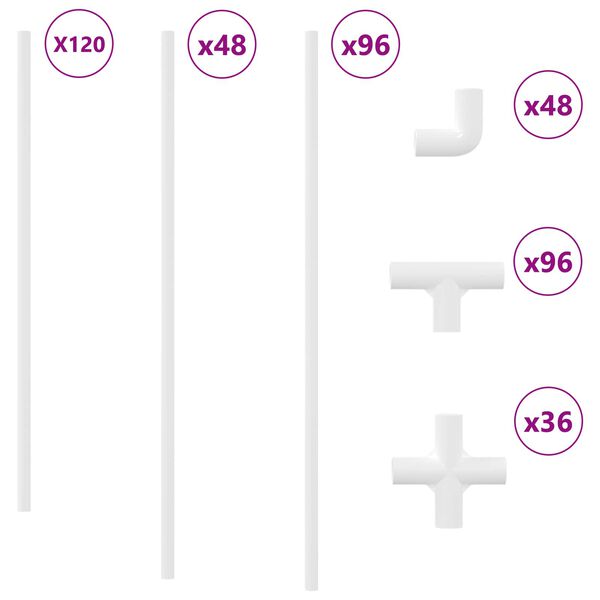 vidaXL Rura PVC 12 pcs Biały 12,2 x 1,8 x 500 mm Mterialpp i PE