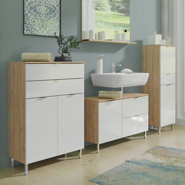 Germania Szafka pod umywalkę GW-Mauresa, 34x80x56 cm, biało-dębowa