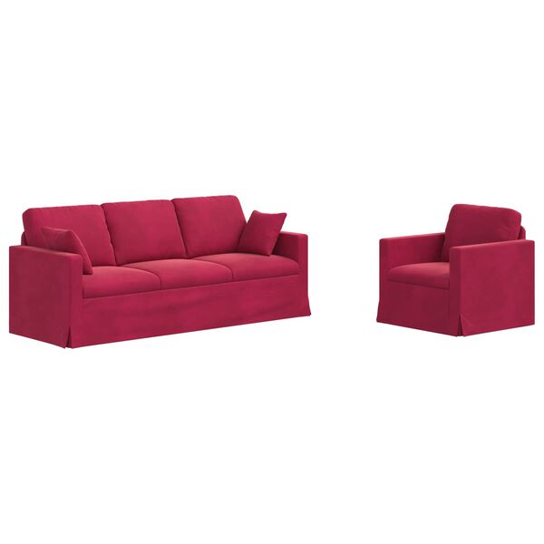 vidaXL Sofa 2 pcs Czerwone wino