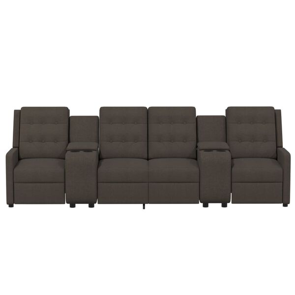 vidaXL 4-os., rozkładany fotel, uchwyty na napoje, brązowy, tkanina