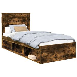 vidaXL Ramka ł&oacute;żka Gładki Dąb wędzony 90 x 190 cm Lite drewno sosnowe