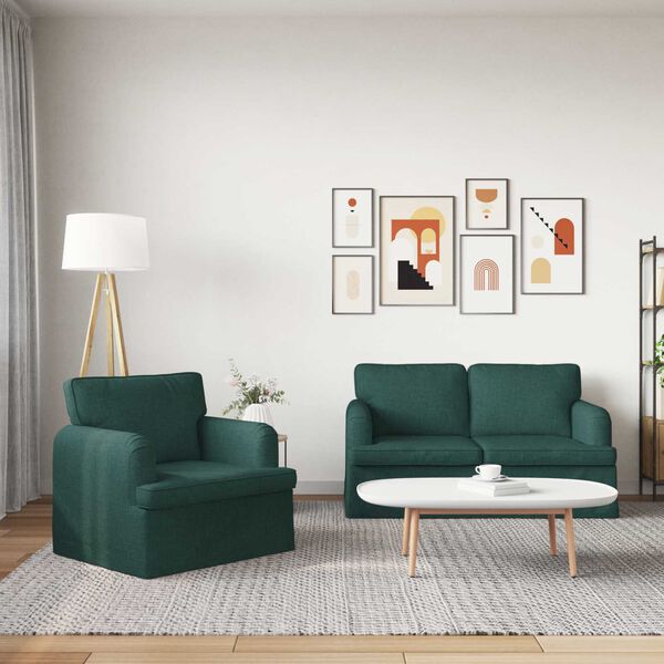 vidaXL Sofa 2 pcs Ciemna zieleń