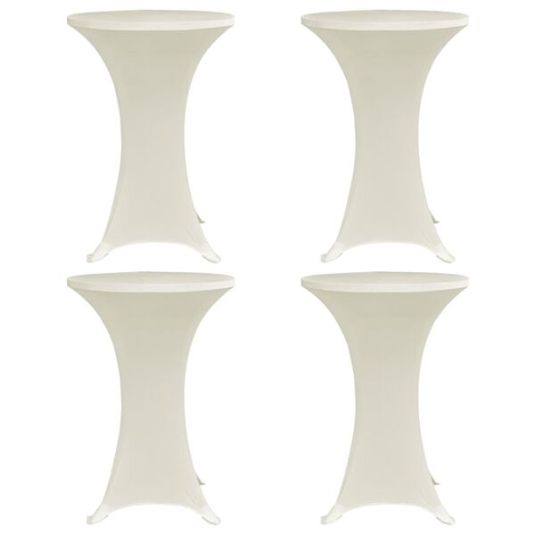 vidaXL Pokrowce na stół barowy, Ø 80 cm, kremowe, elastyczne, 4 szt.