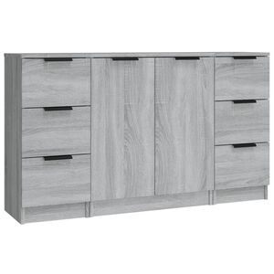 vidaXL Szafki, 3 szt., szary dąb sonoma, materiał drewnopochodny