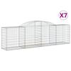 vidaXL Kosze gabionowe, 7 szt., 300x50x80/100 cm, galwanizowane żelazo