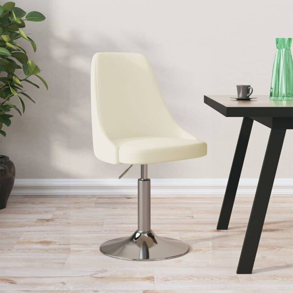 vidaXL Stołek barowy, kremowy, tapicerowany tkaniną